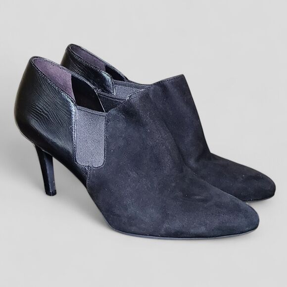 Cole Haan Maxfield Shootie ll Booties Womens Size 8B Black Suede/Reptile Leather - Picture 2 of 15